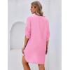 Ekouaer Bathing Suit Cover Up for Women V Neck Button Down Swimsuit Coverup Beach Dress Shirt S-3XL(Pink)