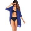 Ekouaer Bathing Suit Cover Up for Women V Neck Button Down Swimsuit Coverup Beach Dress Shirt S-3XL(Snorkel Blue)