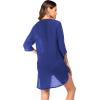 Ekouaer Bathing Suit Cover Up for Women V Neck Button Down Swimsuit Coverup Beach Dress Shirt S-3XL(Snorkel Blue)