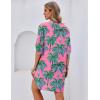 Ekouaer Bathing Suit Cover Up for Women V Neck Button Down Swimsuit Coverup Beach Dress Shirt S-3XL(Watercolor Coconut Tree)