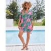 Ekouaer Bathing Suit Cover Up for Women V Neck Button Down Swimsuit Coverup Beach Dress Shirt S-3XL(Watercolor Coconut Tree)