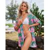 Ekouaer Bathing Suit Cover Up for Women V Neck Button Down Swimsuit Coverup Beach Dress Shirt S-3XL(Watercolor Coconut Tree)