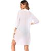 Ekouaer Bathing Suit Cover Up for Women V Neck Button Down Swimsuit Coverup Beach Dress Shirt S-3XL(White)
