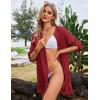 Ekouaer Bathing Suit Cover Up for Women V Neck Button Down Swimsuit Coverup Beach Dress Shirt S-3XL(Wine Red)