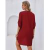 Ekouaer Bathing Suit Cover Up for Women V Neck Button Down Swimsuit Coverup Beach Dress Shirt S-3XL(Wine Red)