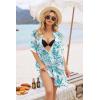 Ekouaer Bathing Suit Cover Up for Women V Neck Button Down Swimsuit Coverup Beach Dress Shirt S-3XL(Zw612-tropical Print)