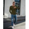 Ekouaer Men’s Long Sleeve Shirts Ribbed Pullover Tees Sim Fit Thermal Tops Crew Neck Stretchy Undershirts S-3XL(Army Green)