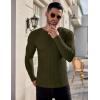 Ekouaer Men’s Long Sleeve Shirts Ribbed Pullover Tees Sim Fit Thermal Tops Crew Neck Stretchy Undershirts S-3XL(Army Green)