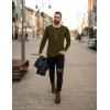 Ekouaer Men’s Long Sleeve Shirts Ribbed Pullover Tees Sim Fit Thermal Tops Crew Neck Stretchy Undershirts S-3XL(Army Green)