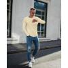 Ekouaer Men’s Long Sleeve Shirts Ribbed Pullover Tees Sim Fit Thermal Tops Crew Neck Stretchy Undershirts S-3XL(Beige)
