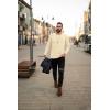 Ekouaer Men’s Long Sleeve Shirts Ribbed Pullover Tees Sim Fit Thermal Tops Crew Neck Stretchy Undershirts S-3XL(Beige)