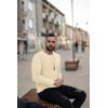Ekouaer Men’s Long Sleeve Shirts Ribbed Pullover Tees Sim Fit Thermal Tops Crew Neck Stretchy Undershirts S-3XL(Beige)