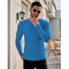 Ekouaer Men’s Long Sleeve Shirts Ribbed Pullover Tees Sim Fit Thermal Tops Crew Neck Stretchy Undershirts S-3XL(Blue)