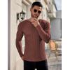 Ekouaer Men’s Long Sleeve Shirts Ribbed Pullover Tees Sim Fit Thermal Tops Crew Neck Stretchy Undershirts S-3XL(Brown)