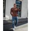 Ekouaer Men’s Long Sleeve Shirts Ribbed Pullover Tees Sim Fit Thermal Tops Crew Neck Stretchy Undershirts S-3XL(Brown)