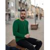 Ekouaer Men’s Long Sleeve Shirts Ribbed Pullover Tees Sim Fit Thermal Tops Crew Neck Stretchy Undershirts S-3XL(Deep Green)