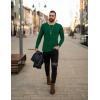 Ekouaer Men’s Long Sleeve Shirts Ribbed Pullover Tees Sim Fit Thermal Tops Crew Neck Stretchy Undershirts S-3XL(Deep Green)