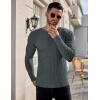 Ekouaer Men’s Long Sleeve Shirts Ribbed Pullover Tees Sim Fit Thermal Tops Crew Neck Stretchy Undershirts S-3XL(Deep Grey)