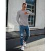 Ekouaer Men’s Long Sleeve Shirts Ribbed Pullover Tees Sim Fit Thermal Tops Crew Neck Stretchy Undershirts S-3XL(Grey)