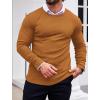 Ekouaer Men’s Long Sleeve Shirts Ribbed Pullover Tees Sim Fit Thermal Tops Crew Neck Stretchy Undershirts S-3XL(Light Brown)