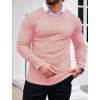 Ekouaer Men’s Long Sleeve Shirts Ribbed Pullover Tees Sim Fit Thermal Tops Crew Neck Stretchy Undershirts S-3XL(Light Pink)