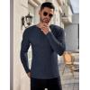 Ekouaer Men’s Long Sleeve Shirts Ribbed Pullover Tees Sim Fit Thermal Tops Crew Neck Stretchy Undershirts S-3XL(Navy Blue)