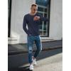 Ekouaer Men’s Long Sleeve Shirts Ribbed Pullover Tees Sim Fit Thermal Tops Crew Neck Stretchy Undershirts S-3XL(Navy Blue)