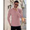 Ekouaer Men’s Long Sleeve Shirts Ribbed Pullover Tees Sim Fit Thermal Tops Crew Neck Stretchy Undershirts S-3XL(Pink)