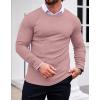 Ekouaer Men’s Long Sleeve Shirts Ribbed Pullover Tees Sim Fit Thermal Tops Crew Neck Stretchy Undershirts S-3XL(Pink)