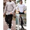 Ekouaer Men’s Long Sleeve Shirts Ribbed Pullover Tees Sim Fit Thermal Tops Crew Neck Stretchy Undershirts S-3XL(Pink)