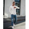 Ekouaer Men’s Long Sleeve Shirts Ribbed Pullover Tees Sim Fit Thermal Tops Crew Neck Stretchy Undershirts S-3XL(White)