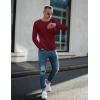 Ekouaer Men’s Long Sleeve Shirts Ribbed Pullover Tees Sim Fit Thermal Tops Crew Neck Stretchy Undershirts S-3XL(Wine Red)