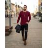 Ekouaer Men’s Long Sleeve Shirts Ribbed Pullover Tees Sim Fit Thermal Tops Crew Neck Stretchy Undershirts S-3XL(Wine Red)