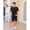 Ekouaer Mens Pajamas Set Cotton Short Sleeve Sleepwear 2 Piece Pj Sets for Men Soft Nightwear with Pockets S-XXL(Black)