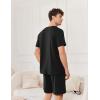 Ekouaer Mens Pajamas Set Cotton Short Sleeve Sleepwear 2 Piece Pj Sets for Men Soft Nightwear with Pockets S-XXL(Black)