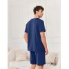 Ekouaer Mens Pajamas Set Cotton Short Sleeve Sleepwear 2 Piece Pj Sets for Men Soft Nightwear with Pockets S-XXL(Deep Blue)