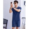 Ekouaer Mens Pajamas Set Cotton Short Sleeve Sleepwear 2 Piece Pj Sets for Men Soft Nightwear with Pockets S-XXL(Deep Blue)
