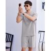 Ekouaer Mens Pajamas Set Cotton Short Sleeve Sleepwear 2 Piece Pj Sets for Men Soft Nightwear with Pockets S-XXL(Grey)