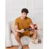 Ekouaer Mens Pajamas Set Cotton Short Sleeve Sleepwear 2 Piece Pj Sets for Men Soft Nightwear with Pockets S-XXL(Light Brown)