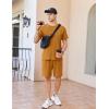 Ekouaer Mens Pajamas Set Cotton Short Sleeve Sleepwear 2 Piece Pj Sets for Men Soft Nightwear with Pockets S-XXL(Light Brown)