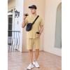 Ekouaer Mens Pajamas Set Cotton Short Sleeve Sleepwear 2 Piece Pj Sets for Men Soft Nightwear with Pockets S-XXL(Light Khaki)