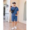 Ekouaer Mens Pajamas Set Cotton Short Sleeve Sleepwear 2 Piece Pj Sets for Men Soft Nightwear with Pockets S-XXL(Navy Blue)