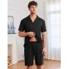 Ekouaer Mens Pajamas Set Short Sleeve Sleepwear Button Down Soft Loungewear 2 Piece Pj Shorts Sets with Pockets(Black)