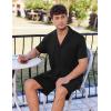 Ekouaer Mens Pajamas Set Short Sleeve Sleepwear Button Down Soft Loungewear 2 Piece Pj Shorts Sets with Pockets(Black)