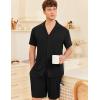 Ekouaer Mens Pajamas Set Short Sleeve Sleepwear Button Down Soft Loungewear 2 Piece Pj Shorts Sets with Pockets(Black)
