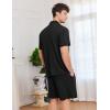 Ekouaer Mens Pajamas Set Short Sleeve Sleepwear Button Down Soft Loungewear 2 Piece Pj Shorts Sets with Pockets(Black)