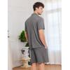 Ekouaer Mens Pajamas Set Short Sleeve Sleepwear Button Down Soft Loungewear 2 Piece Pj Shorts Sets with Pockets(Dark Grey)