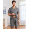Ekouaer Mens Pajamas Set Short Sleeve Sleepwear Button Down Soft Loungewear 2 Piece Pj Shorts Sets with Pockets(Dark Grey)