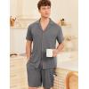 Ekouaer Mens Pajamas Set Short Sleeve Sleepwear Button Down Soft Loungewear 2 Piece Pj Shorts Sets with Pockets(Dark Grey)