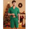 Ekouaer Mens Pajamas Set Short Sleeve Sleepwear Button Down Soft Loungewear 2 Piece Pj Shorts Sets with Pockets(Green)